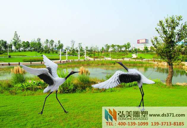 玻璃钢仙鹤爱游戏平台 园林景观爱游戏平台