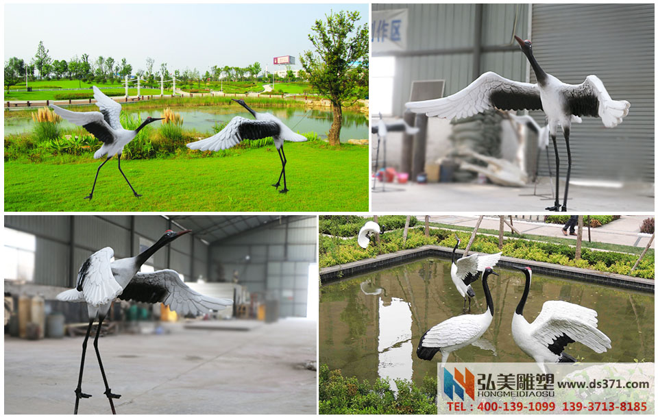 玻璃钢仙鹤爱游戏平台 园林景观爱游戏平台
